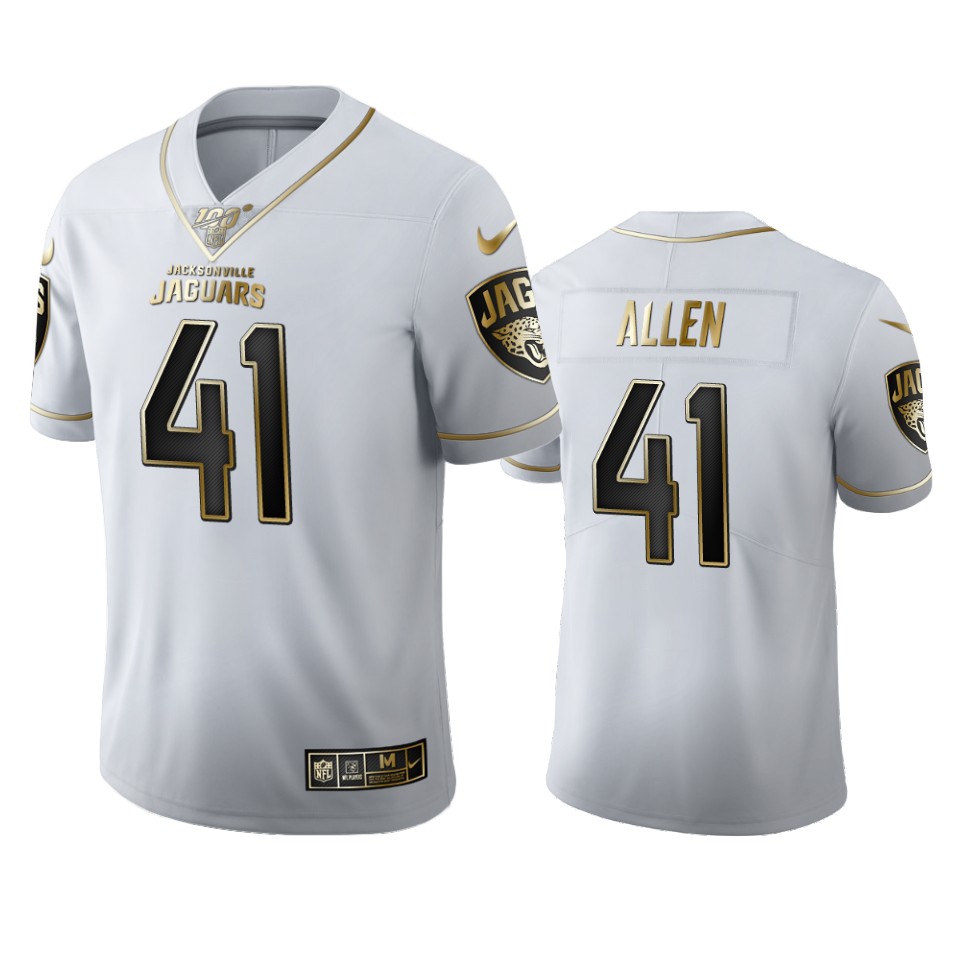 Men Nike Jacksonville Jaguars #41 Josh Allen   White Golden Edition Vapor Limited NFL 100 Jersey->jacksonville jaguars->NFL Jersey